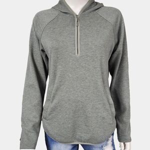 Marika Long Sleeve 1/4 Zippered Hooded Pullover Split Hem Sweatshirt Size M